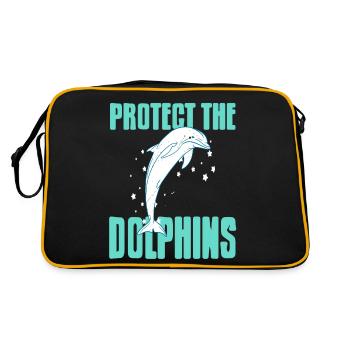 Protect The Dolphins Retro Ocean Animal Lover - Retro Tasche - Schwarz/Gold - Hinten