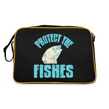 Protect The Fishes Retro Vintage Ocean Animal - Retro Tasche - Schwarz/Gold - Hinten