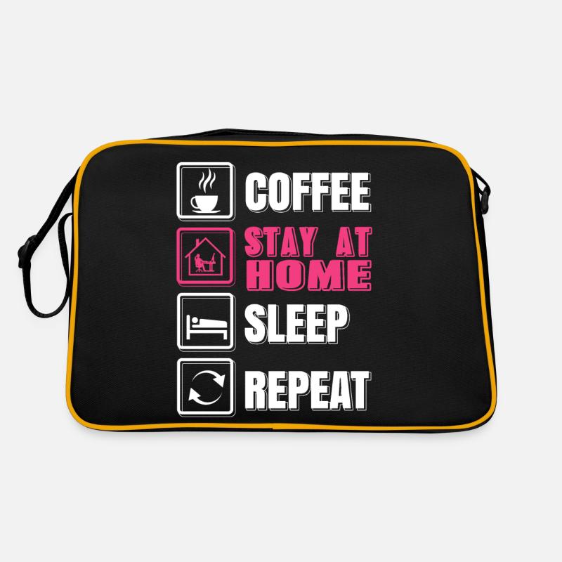 Coffee Stay At Home Sleep Repeat Working MOM Retro Bag