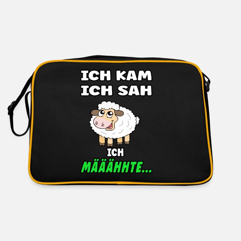 Schäfchen Spruch - Lustiges Design mit Schaf - Retro Tasche - Schwarz/Gold