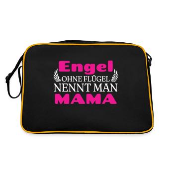 Engel ohne Flügel nennt man Mama Mutter - Retro Tasche - Schwarz/Gold - Hinten