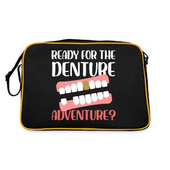 ready for the denture adventure design - Retro Bag - black/gold - Back