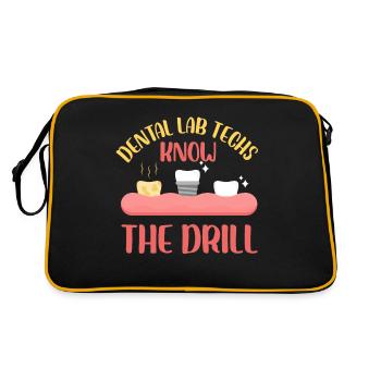 dental lab techs know the drill design - Retro Bag - black/gold - Back