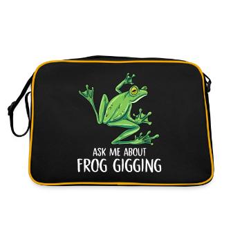 ask me about frog gigging Design for a frog jokes - Retro Bag - black/gold - Back