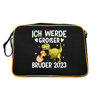 Ich Werde Großer Bruder 2023 Schwangerschaft - Retro Tasche - Schwarz/Gold - Hinten