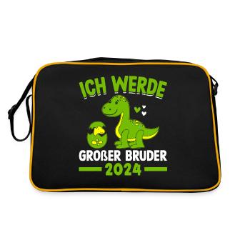 Ich Werde Großer Bruder 2024 Schwangerschaft - Retro Tasche - Schwarz/Gold - Hinten