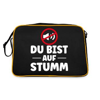 Du bist auf stumm - you are on mute - Retro Tasche - Schwarz/Gold - Hinten