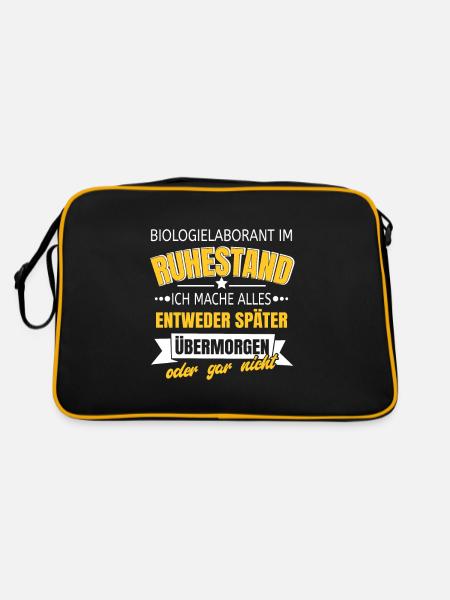 Biologielaborant im Ruhestand mache alles später - Retro Tasche - Schwarz/Gold - Hinten