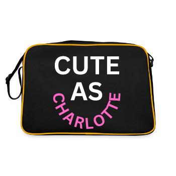 Cute as Charlotte Name - Retro Bag - black/gold - Back