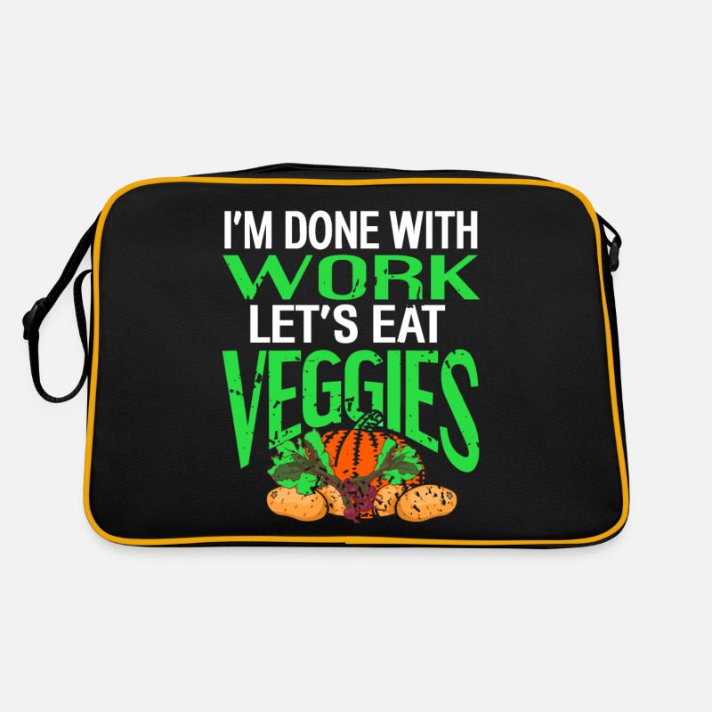 I'm Done With Work Let's Eat VEGGIES Retro Vegan Retro Tasche