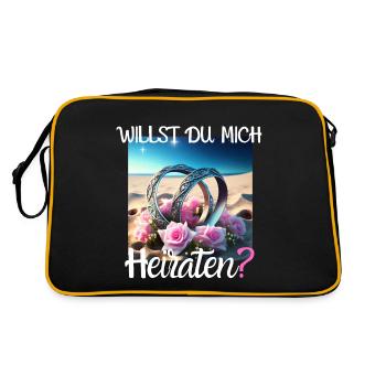 Heiratsantrat für Hochzeit oder Verlobung - - Retro Tasche - Schwarz/Gold - Hinten