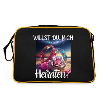 Heiratsantrag für Hochzeit oder Verlobung - - Retro Tasche - Schwarz/Gold - Hinten