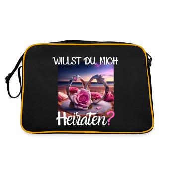 Heiratsantrag für Hochzeit oder Verlobung - - Retro Tasche - Schwarz/Gold - Hinten