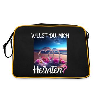 Heiratsantrag für Hochzeit oder Verlobung - - Retro Tasche - Schwarz/Gold - Hinten