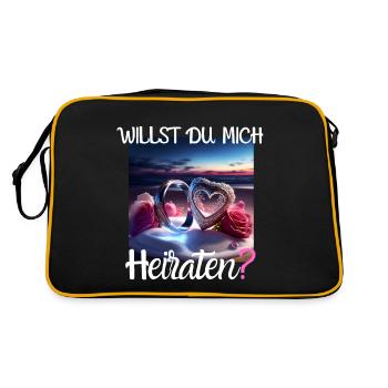 Heiratsantrag für Hochzeit oder Verlobung - - Retro Tasche - Schwarz/Gold - Hinten