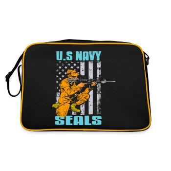 U.S NAVY Seals Retro Awesome Navy Soldier T-Shirt - Retro Bag - black/gold - Back