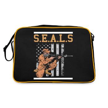 S.E.A.L.S Retro Patriotic U.S NAVY Seals T-Shirt - Retro Bag - black/gold - Back
