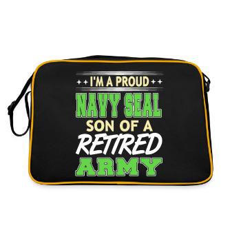 I'm A Proud NAVY SEAL Son Of A Retired ARMY Retro - Retro Bag - black/gold - Back