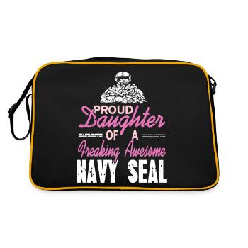 Proud Daughter Of A Freaking Awesome NAVY Seal - Retro Bag - black/gold - Back