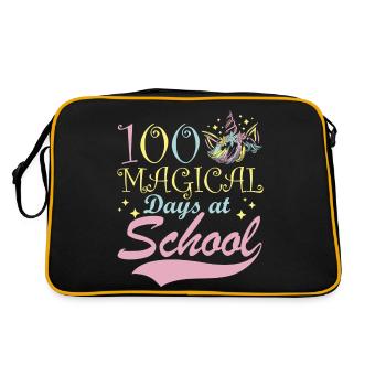 100 Magische Tage In Der Schule Fantasy Fairytale - Retro Tasche - Schwarz/Gold - Hinten
