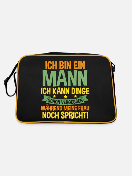 Ich Bin Ein Mann - Retro Tasche - Schwarz/Gold - Hinten