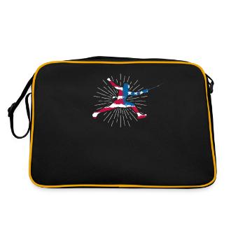 Amerikanische Flagge Fechter T-Shirt Fechten Säbel - Retro Tasche - Schwarz/Gold - Hinten