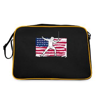 Escrime Drapeau Américain Escrimeur USA Fleuret - Sac Retro - noir/or - Dos