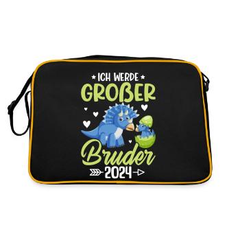 Ich Werde Großer Bruder 2024 Schwangerschaft - Retro Tasche - Schwarz/Gold - Hinten