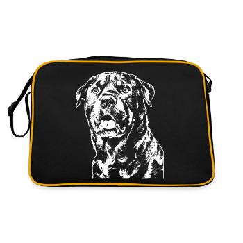 A Rottweiler in the typical logo design style. - Retro Bag - black/gold - Back