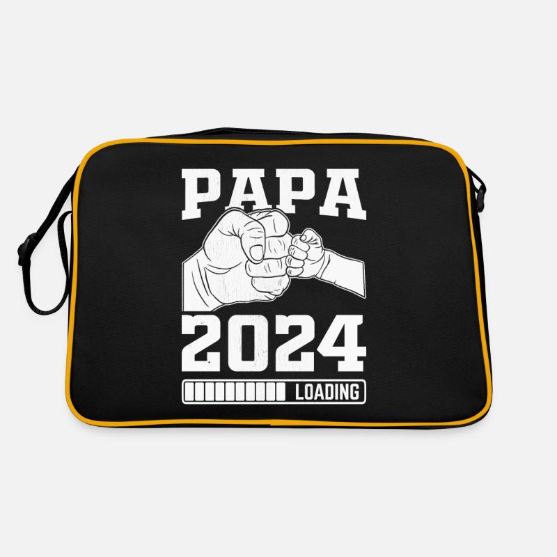 Schwangerschaft Werdende Eltern Geschenk Papa 2024 - Retro Tasche - Schwarz/Gold