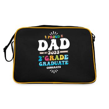 Stolzer Vater einer 2. Klasse des Abschlusses 2023 - Retro Tasche - Schwarz/Gold - Hinten