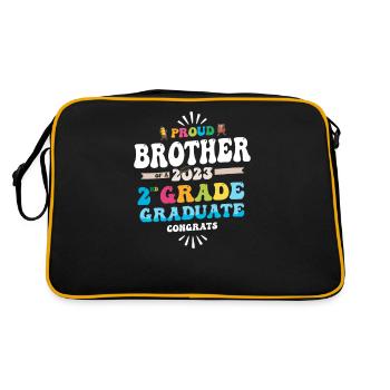 Stolzer Bruder einer 2. Klasse von 2023 - Retro Tasche - Schwarz/Gold - Hinten