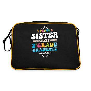 Stolze Schwester einer 2. Klasse von 2023 - Retro Tasche - Schwarz/Gold - Hinten