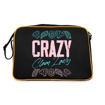 crazy clam lady Design for a clam woman collector - Retro Bag - black/gold - Back