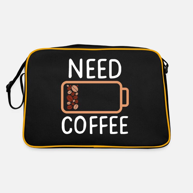NEED COFFEE - Retro Tasche - Schwarz/Gold