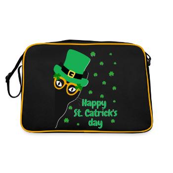 Lustige Katze St. Patrick's Day Saint Paddy's Saint Pat - Retro Tasche - Schwarz/Gold - Hinten