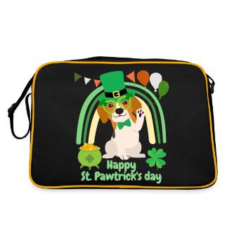 Fun Beagle Hund St. Patrick's Day Irish Green Paddy - Retro Tasche - Schwarz/Gold - Hinten