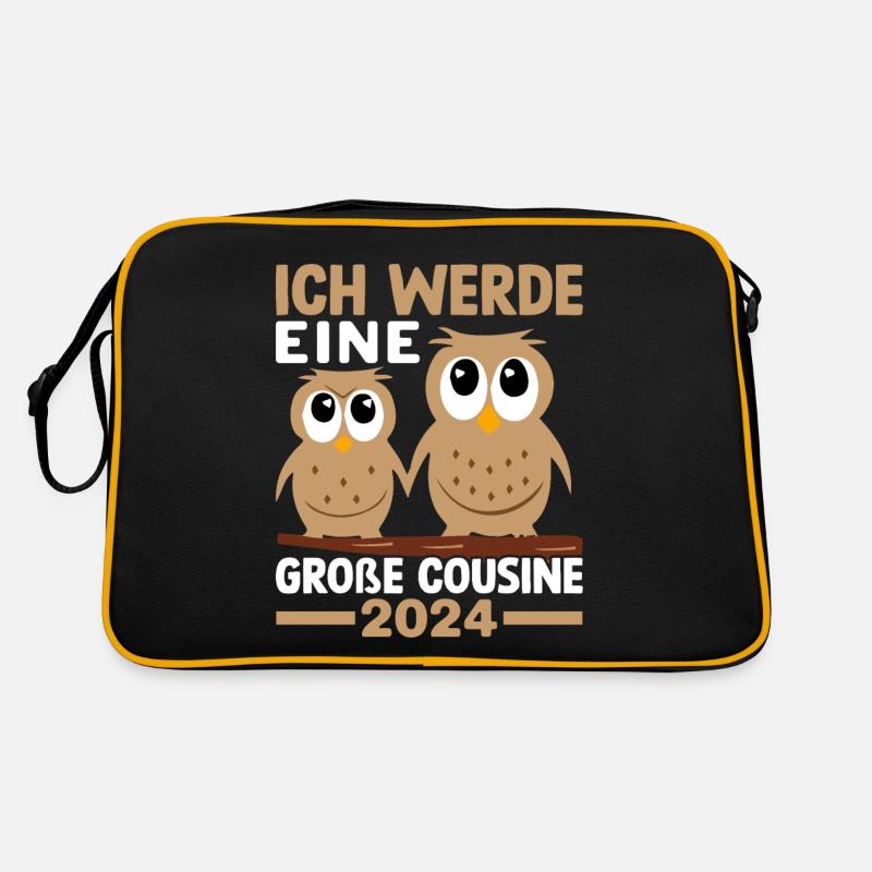 Kinder Ich werde Große Cousine 2024 T-Shirt Eule Retro Tasche