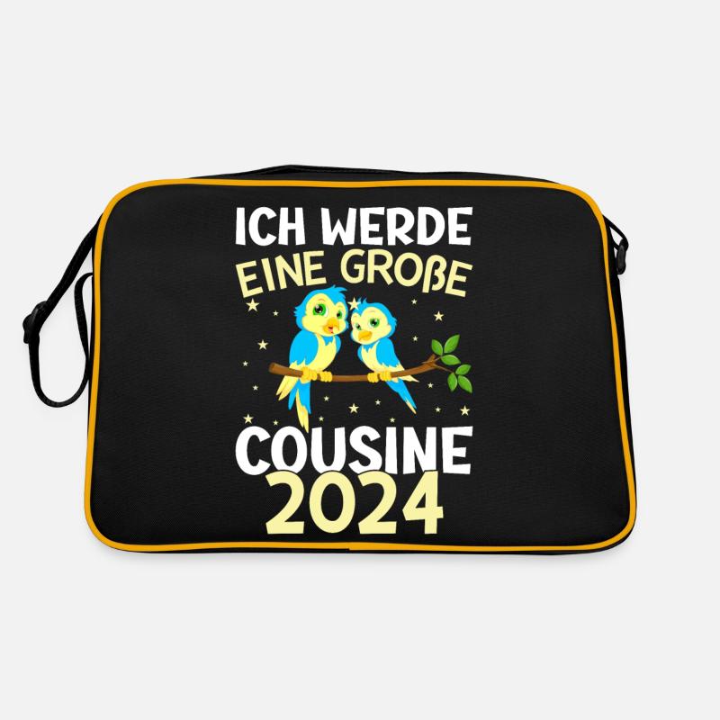 Kinder Ich werde Große Cousine 2024 T-Shirt Eule Retro Tasche