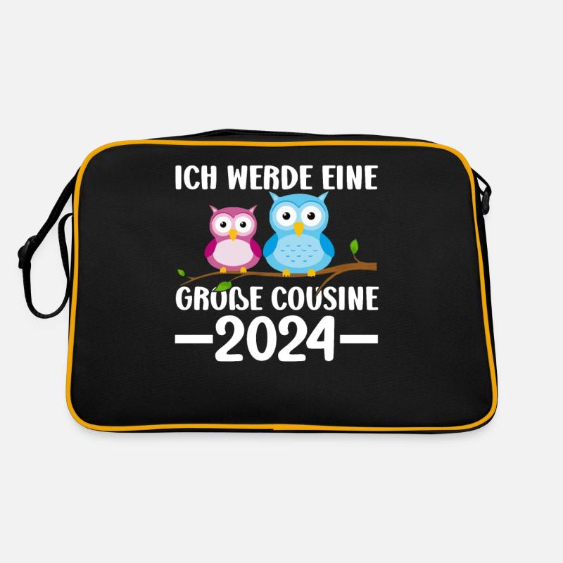 Kinder Ich werde Große Cousine 2024 T-Shirt Eule Retro Tasche