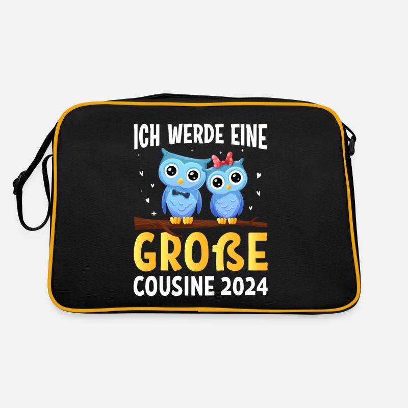 Kinder Ich werde Große Cousine 2024 T-Shirt Eule Retro Tasche