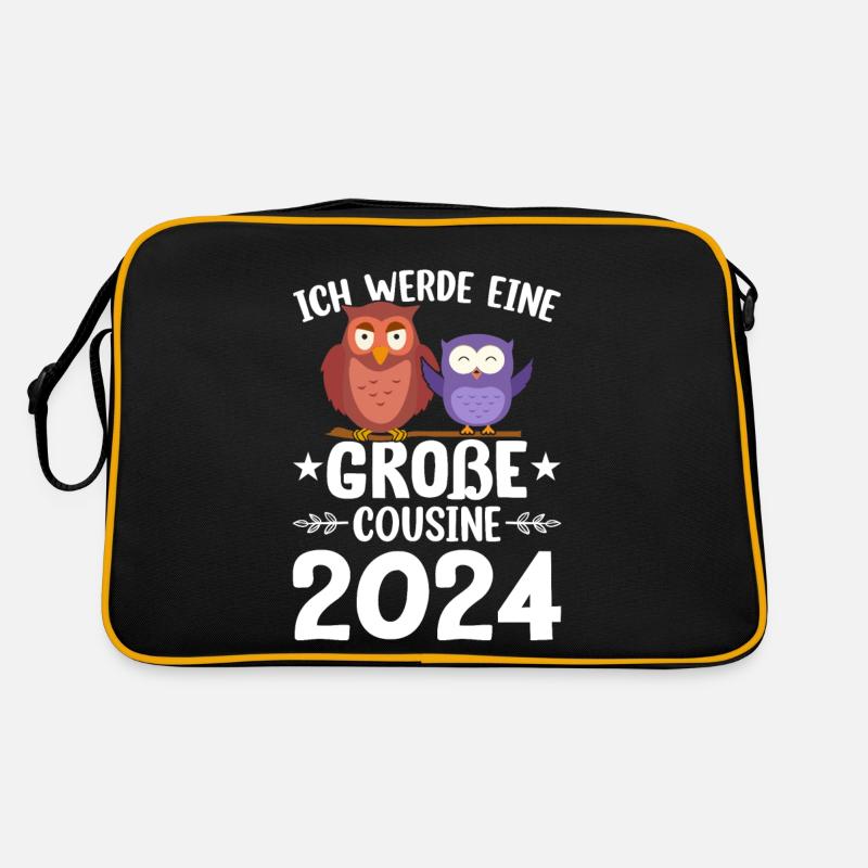 Kinder Ich werde Große Cousine 2024 T-Shirt Eule Retro Tasche