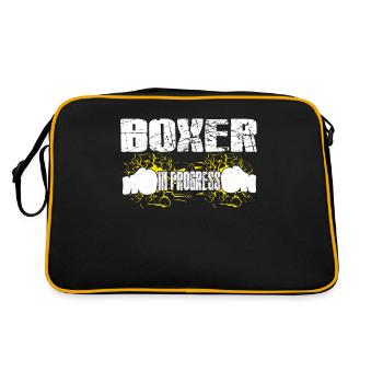 Boxer In Progress Boxing Gloves Cool Boxing Gift - Retro Tasche - Schwarz/Gold - Hinten
