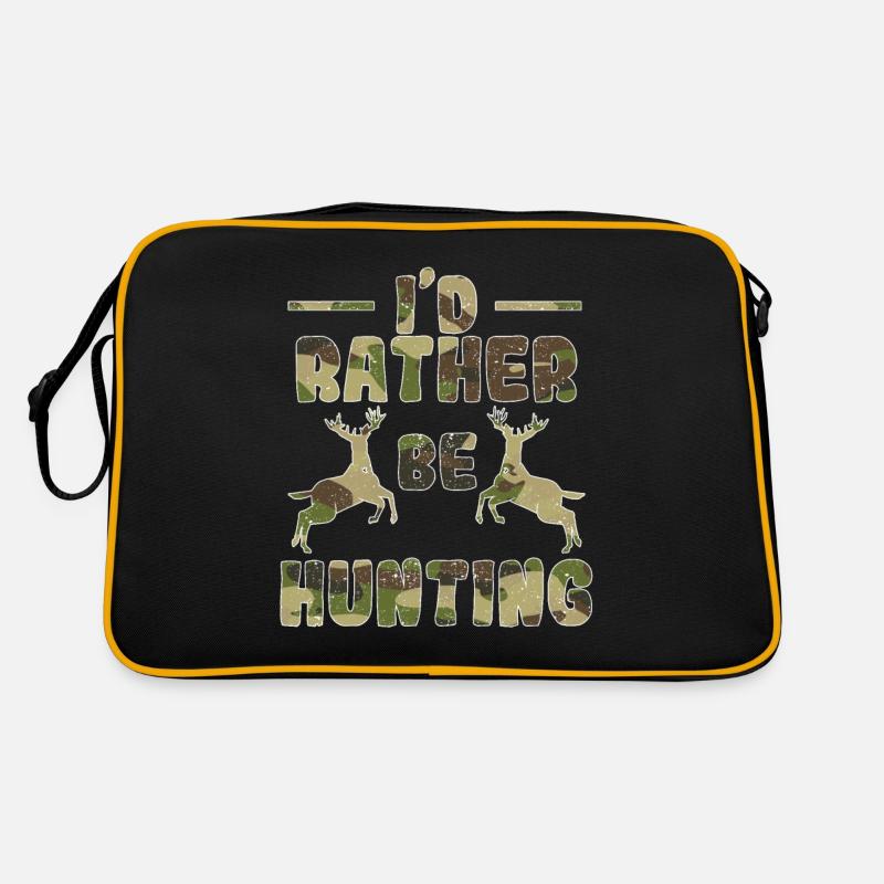 I'D RATHER BE HUNTING Lustiger Jäger Tarn-Hirsch Retro Tasche