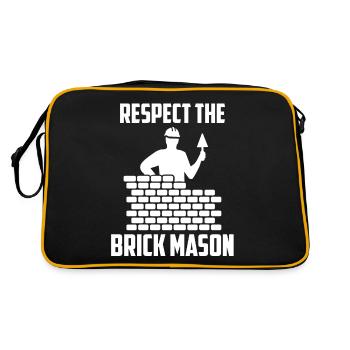 Respect The Brick Mason Cool Cement Masonry Funny - Retro Bag - black/gold - Back
