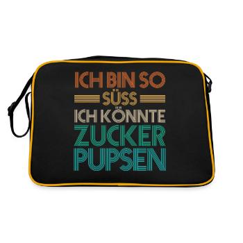Deine Fürze stinken aber Ich liebe Dich - Retro Tasche - Schwarz/Gold - Hinten