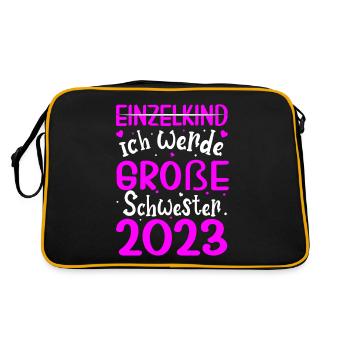Ich Werde Große Schwester 2023 Schwangerschaft - Retro Tasche - Schwarz/Gold - Hinten