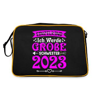 Ich Werde Große Schwester 2023 Schwangerschaft - Retro Tasche - Schwarz/Gold - Hinten