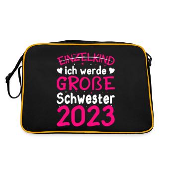 Ich Werde Große Schwester 2023 Schwangerschaft - Retro Tasche - Schwarz/Gold - Hinten