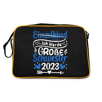 Ich Werde Große Schwester 2023 Schwangerschaft - Retro Tasche - Schwarz/Gold - Hinten